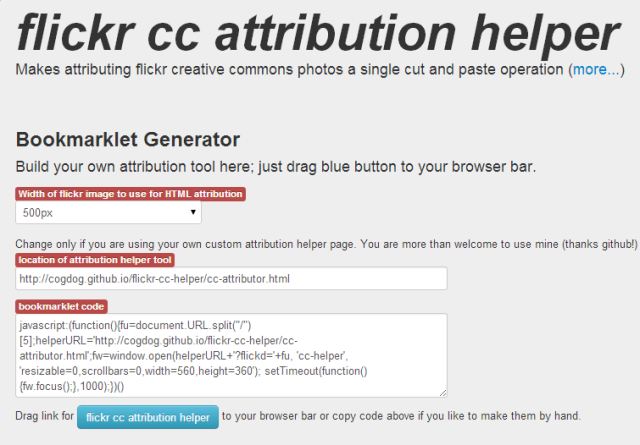 flickr cc attribution helper